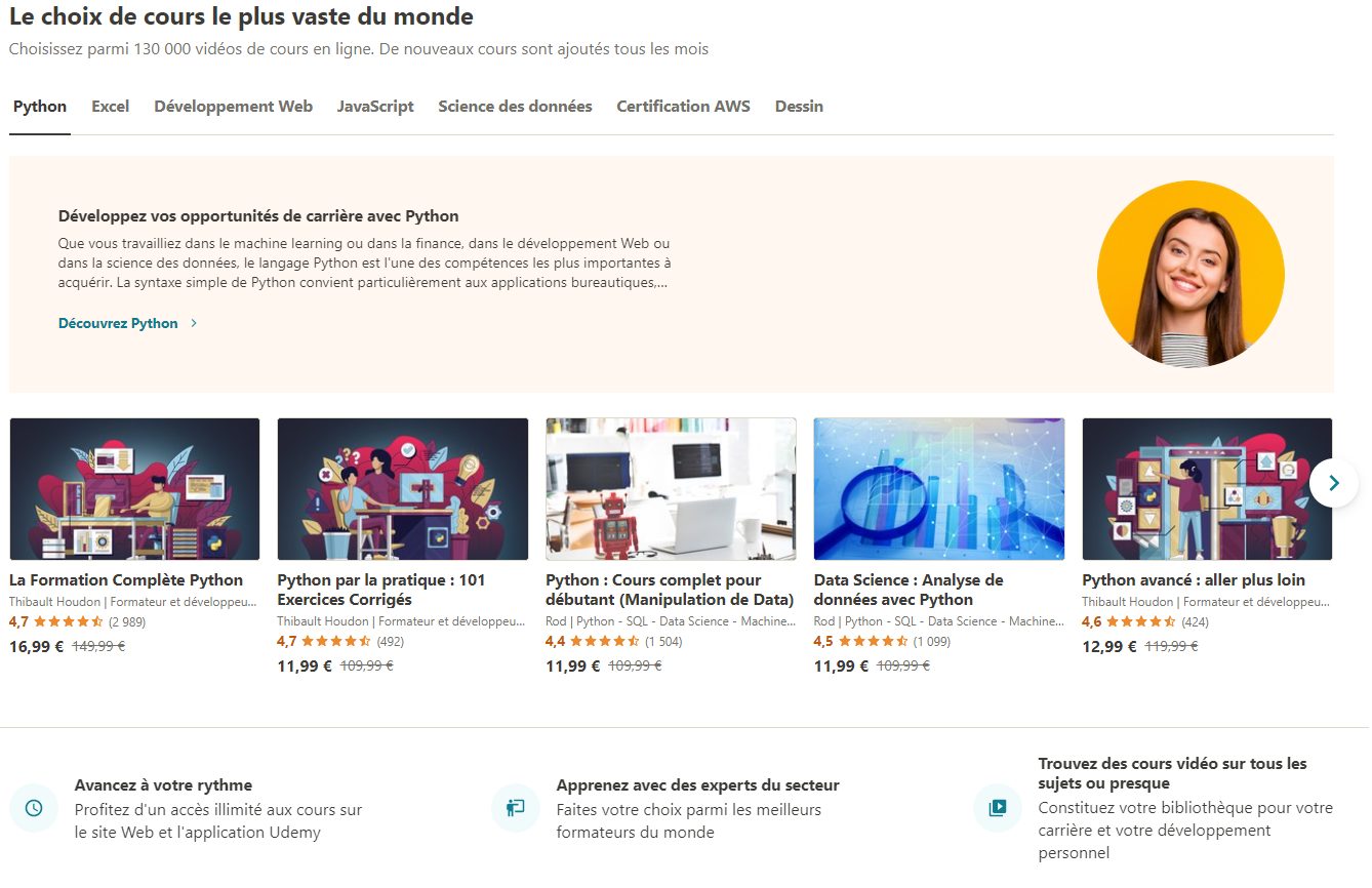 Udemy accueil Udemy accueil